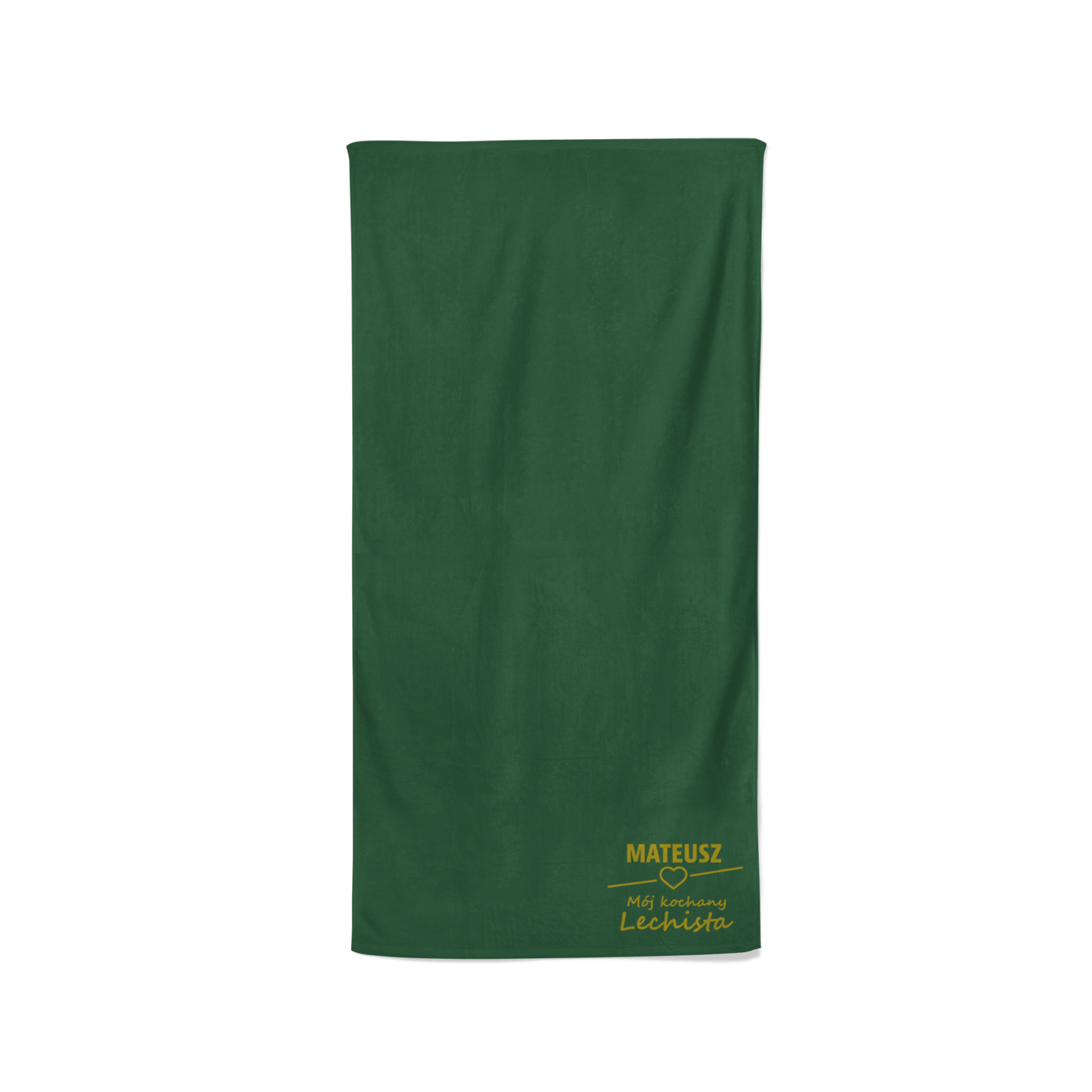 Ręcznik “Lechista” z Twoim imieniem 50×100 ciemna zieleń złoty haft
