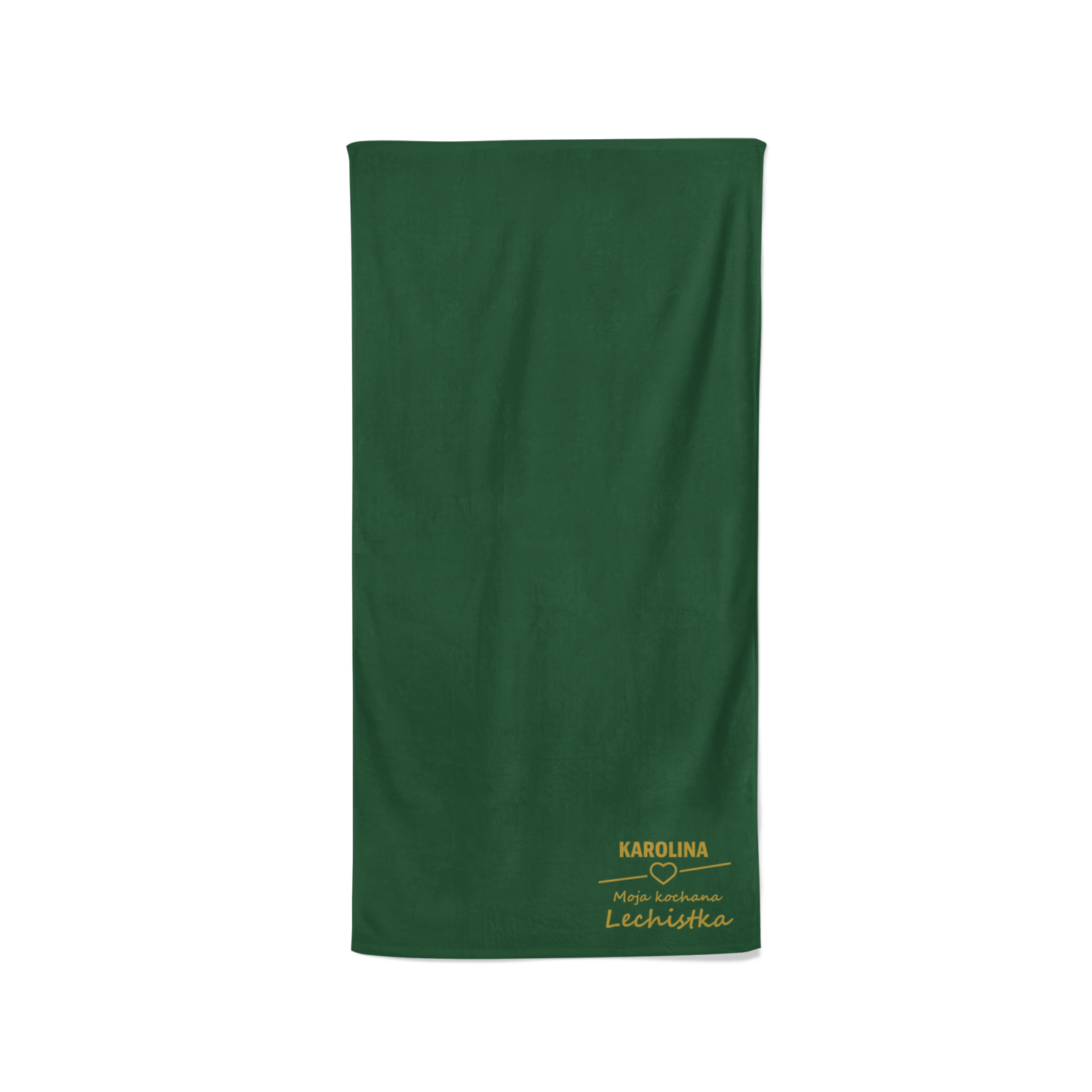 Ręcznik “Lechistka” z Twoim imieniem 70×140 ciemna zieleń złoty haft
