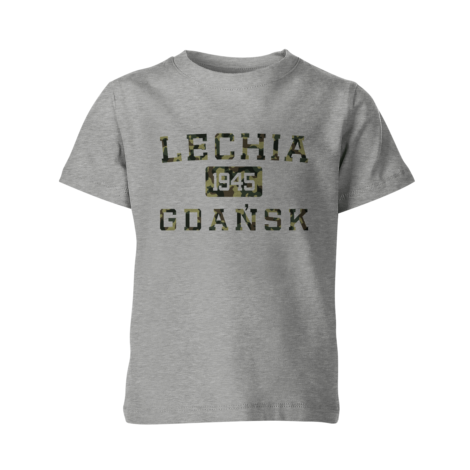 Koszulka dziecięca szara napis Lechia moro