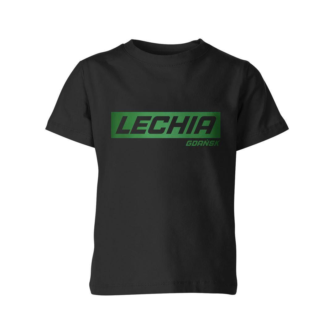 Koszulka dziecięca czarna Lechia z efektem odblasku